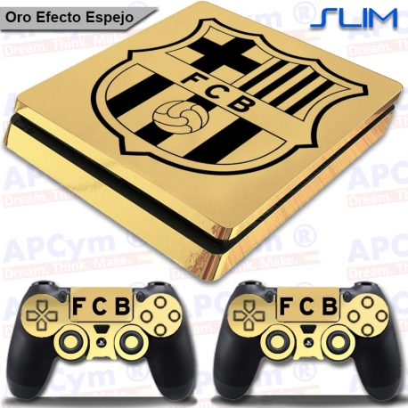 Vinilo PS4 Slim Decorativo Oro Efecto Espejo FCB
