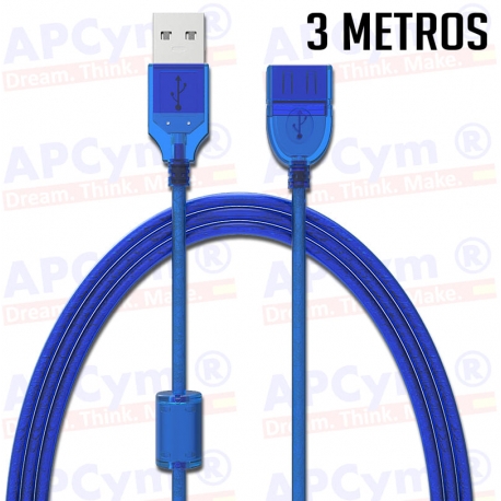 Cable 3 metros Hembra-Macho USB
