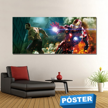 Poster Hulk Iron Man con Protector en Brillo